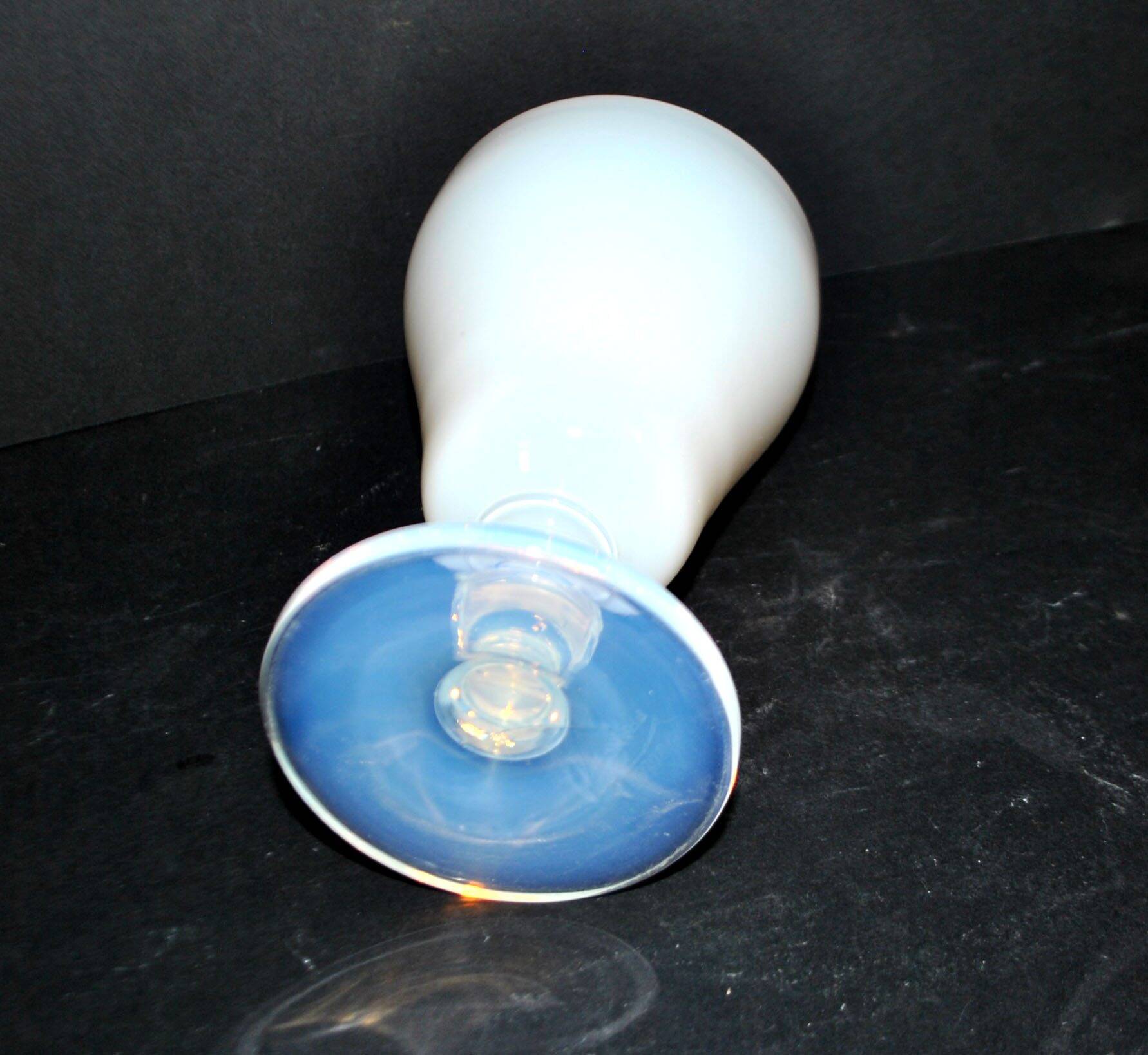 Sevres footed glass goblet chalice in white opaline signed “sèvres france”