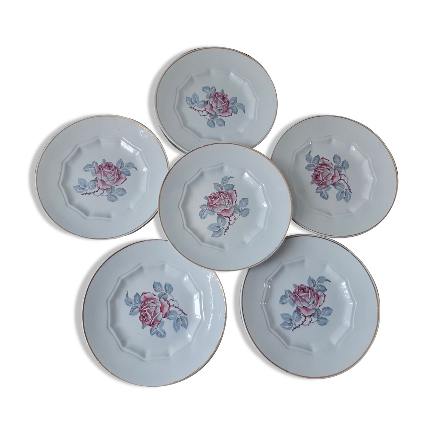 Set of 6 dessert plates Montereau early twentieth century.