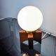 Pine table lamp and opaline globe, popular art, Spain, 1970