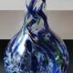 Designer Ball Vase in blown art glass, Murano style. Multi-colored speckles/smoke swirls. Dim 26 x 13 cm