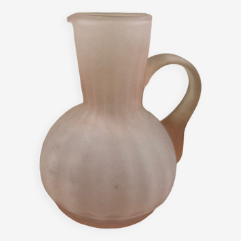 Small Romantic Pink Opaque Glass Pitcher/Vase