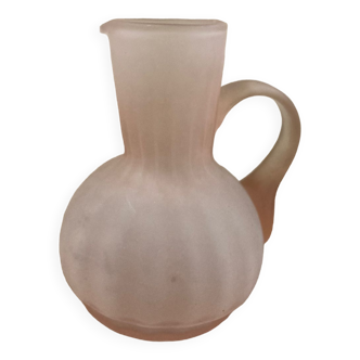 Small Romantic Pink Opaque Glass Pitcher/Vase