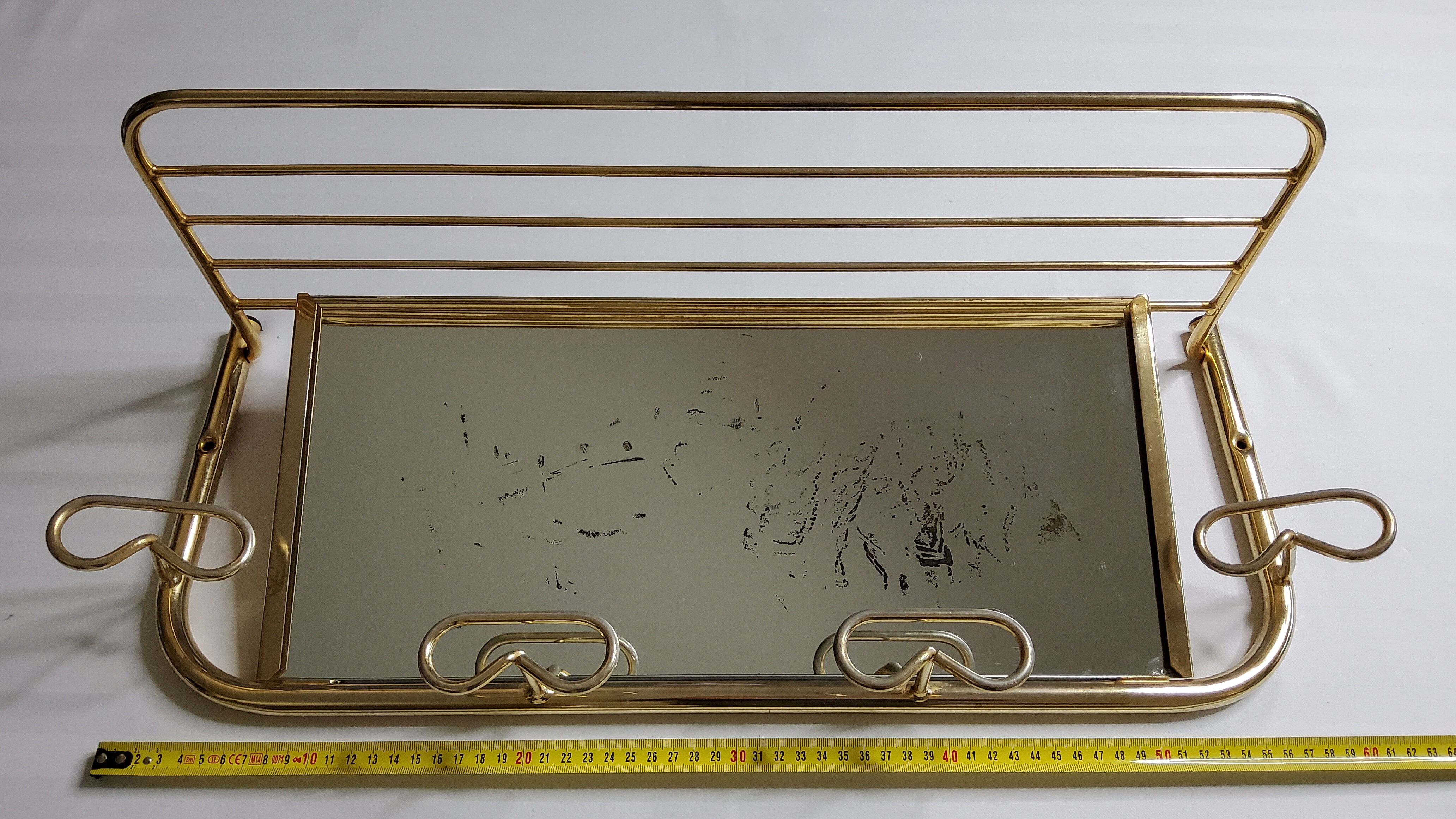 Wall coat rack in vintage gilded metal 60 cm