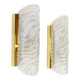 Pair of 70s wall lamps in glass and brass by Fischer Leuchten