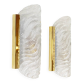 Pair of 70s wall lamps in glass and brass by Fischer Leuchten