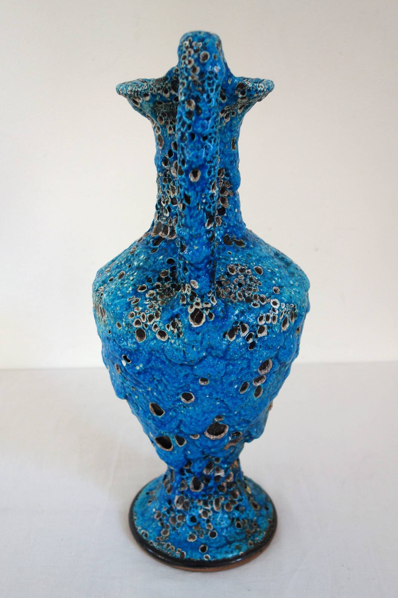 Large Fat Lava enamel vase by Charles Cart, Sea Foam, 1960