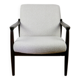 Fauteuil GFM-64 marron foncé en bouclé ivoire blanc attribué à Edmund Homa, années 1970