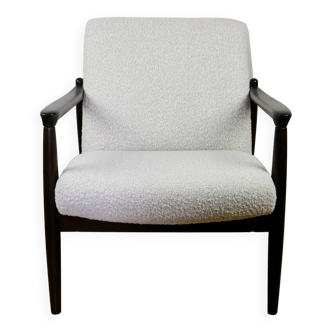 GFM-64 Dark Brown Armchair in White Ivory Bouclé attributed to Edmund Homa, 1970s