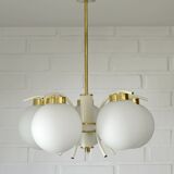 Mid-century modern vintage chandelier MCM Sputnik white hanging lamp 1970's