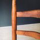 Low rustic ladder back dining chairs in oak and rush, Belgium, 1950s, set of 6.