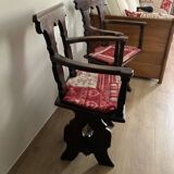 Pair of carved solid wood Dolomites armchairs