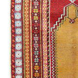 Tapis jaune en laine rouge turc fait à la main dans la région anatolienne orientale- 160x183cm