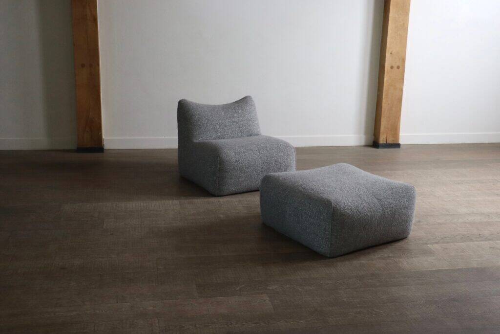 Chauffeuse et ottoman Bambole en tissu bouclé par Mario Bellini pour B&B Italia, années 1970