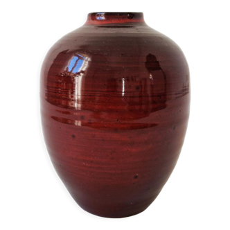 Vase en céramique sang de boeuf vintage St-Andries vers 1970