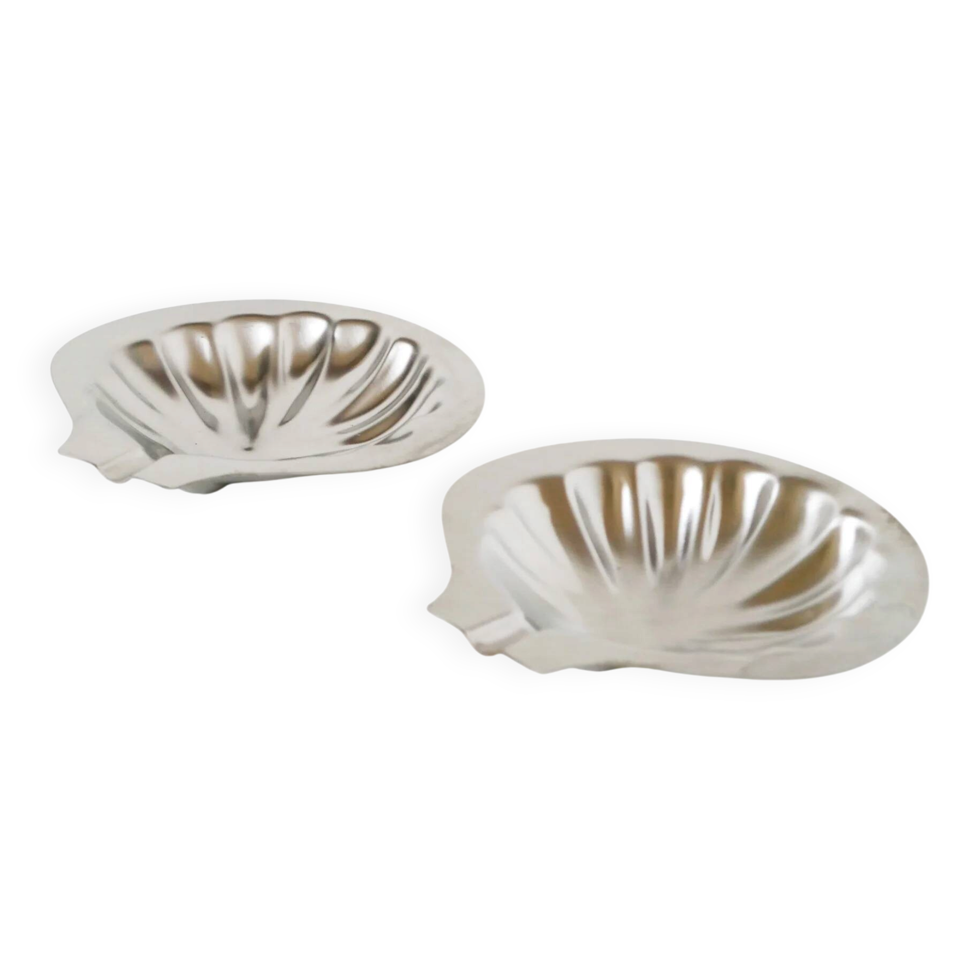 Paire de vide-poches coquillages en inox, design, 1970