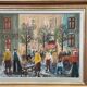 Original Swedish Oil on Canvas – “Market Scene” by Arne Wallsten – Signed