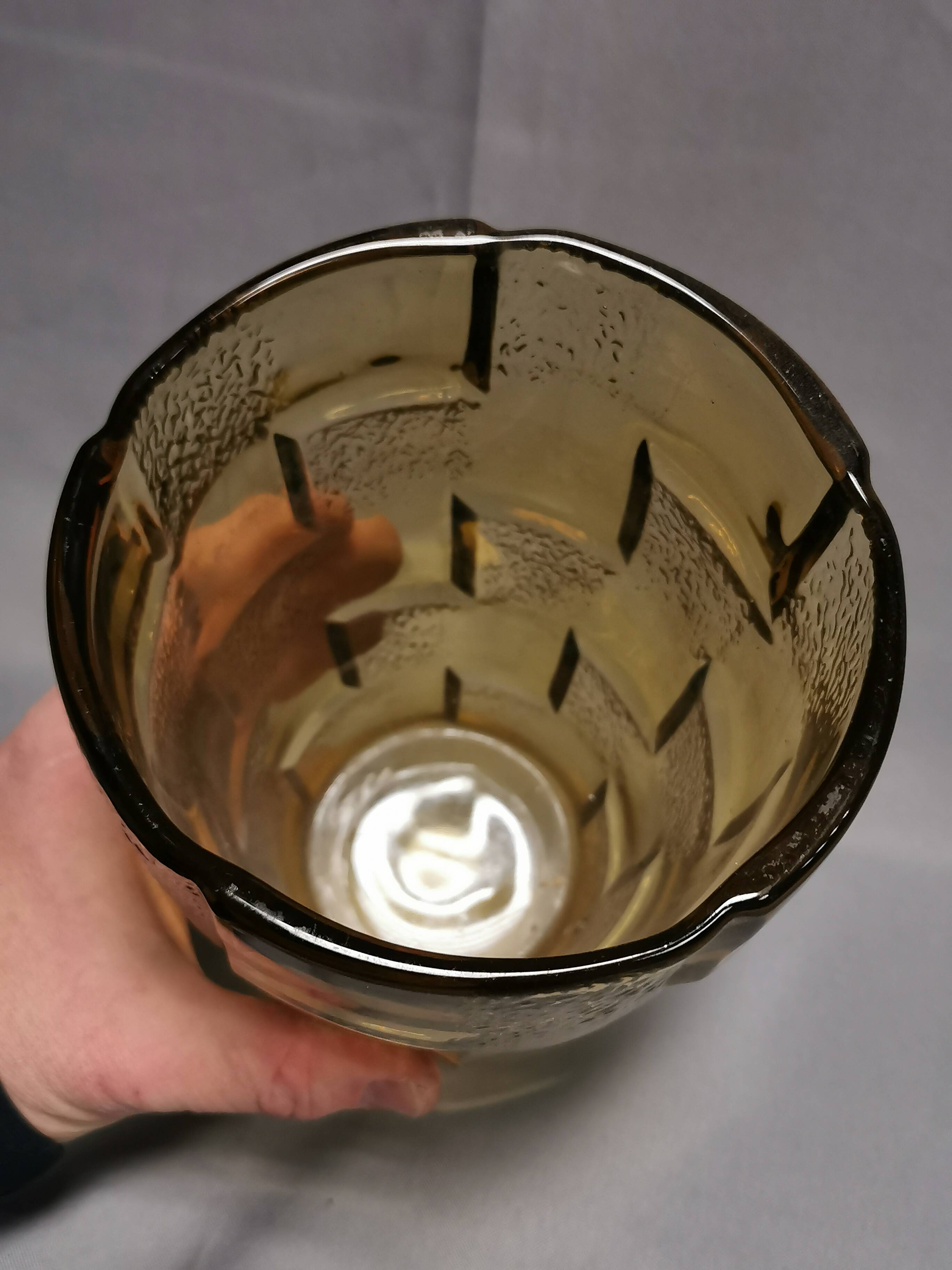 Stylized yellow glass vase, art deco