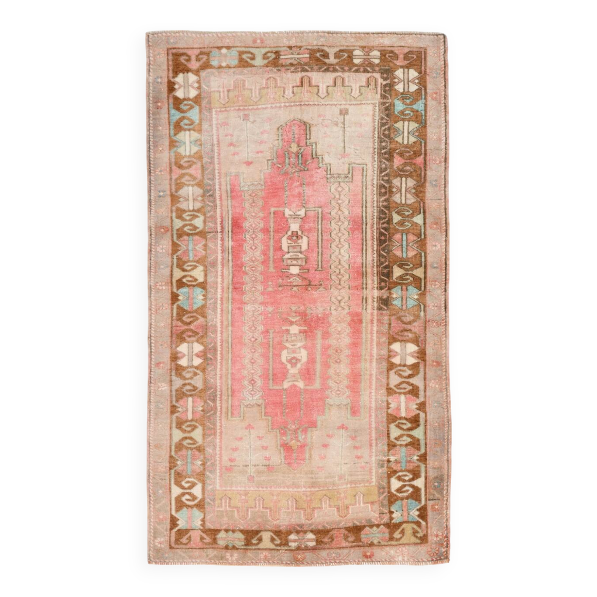 4x7 Pink & Brown Persian Area Rug 118x210Cm SK 22164