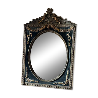 Miroir noir doré style ancien à poser où accrocher