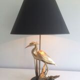 Brass lamp depicting a heron