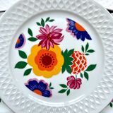 1980s dessert plates stamped Bavaria Schrirnding flower pattern mod funky
