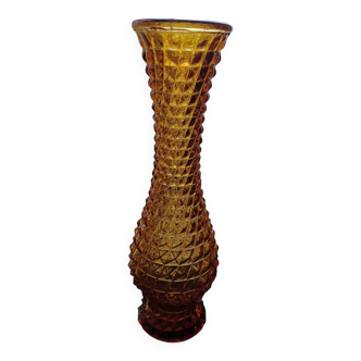 Vintage Old Empoli Glass Vase Diamond Tips