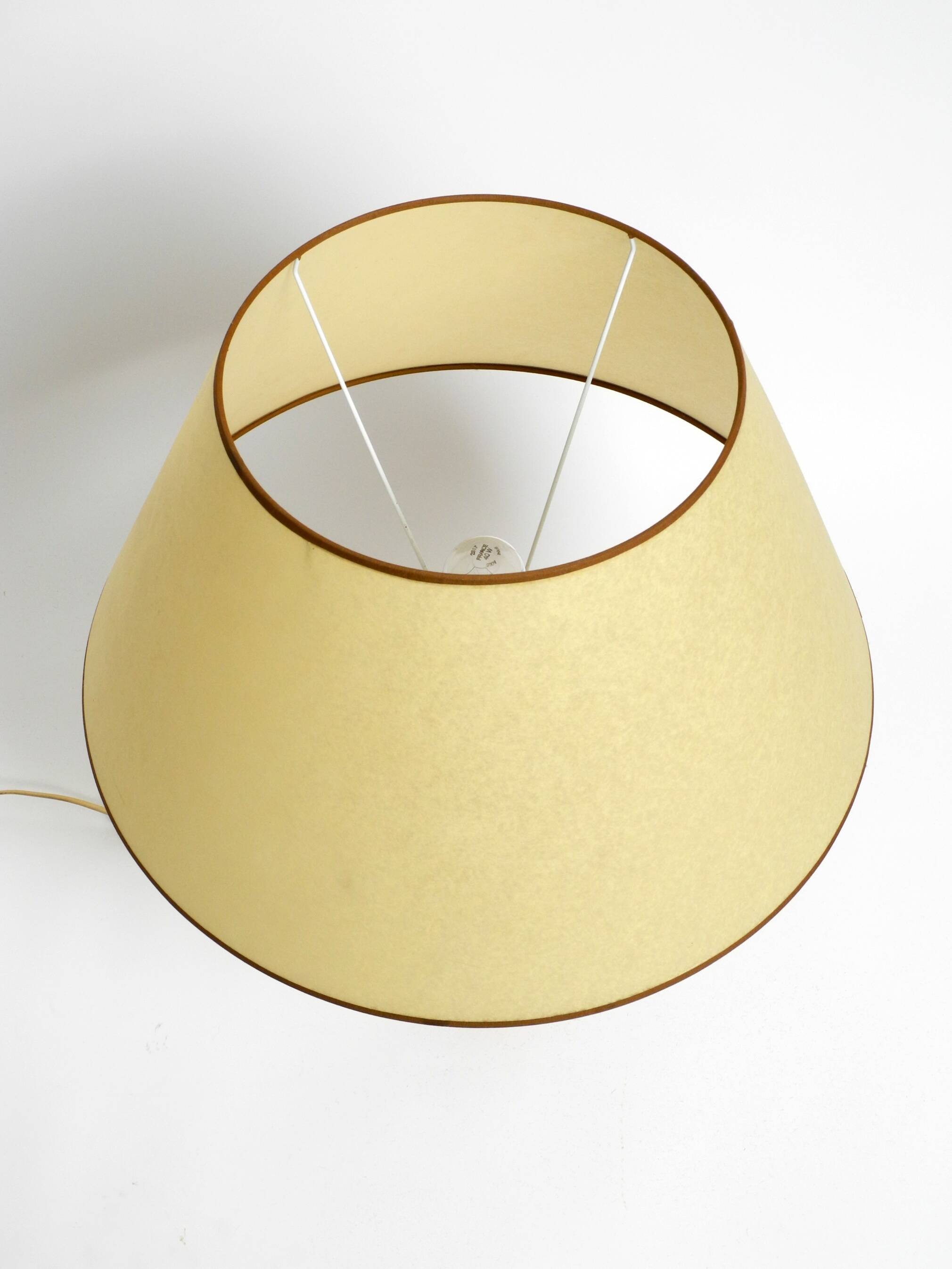 Large 1970s Italian bamboo table lamp with large oiled paper shad