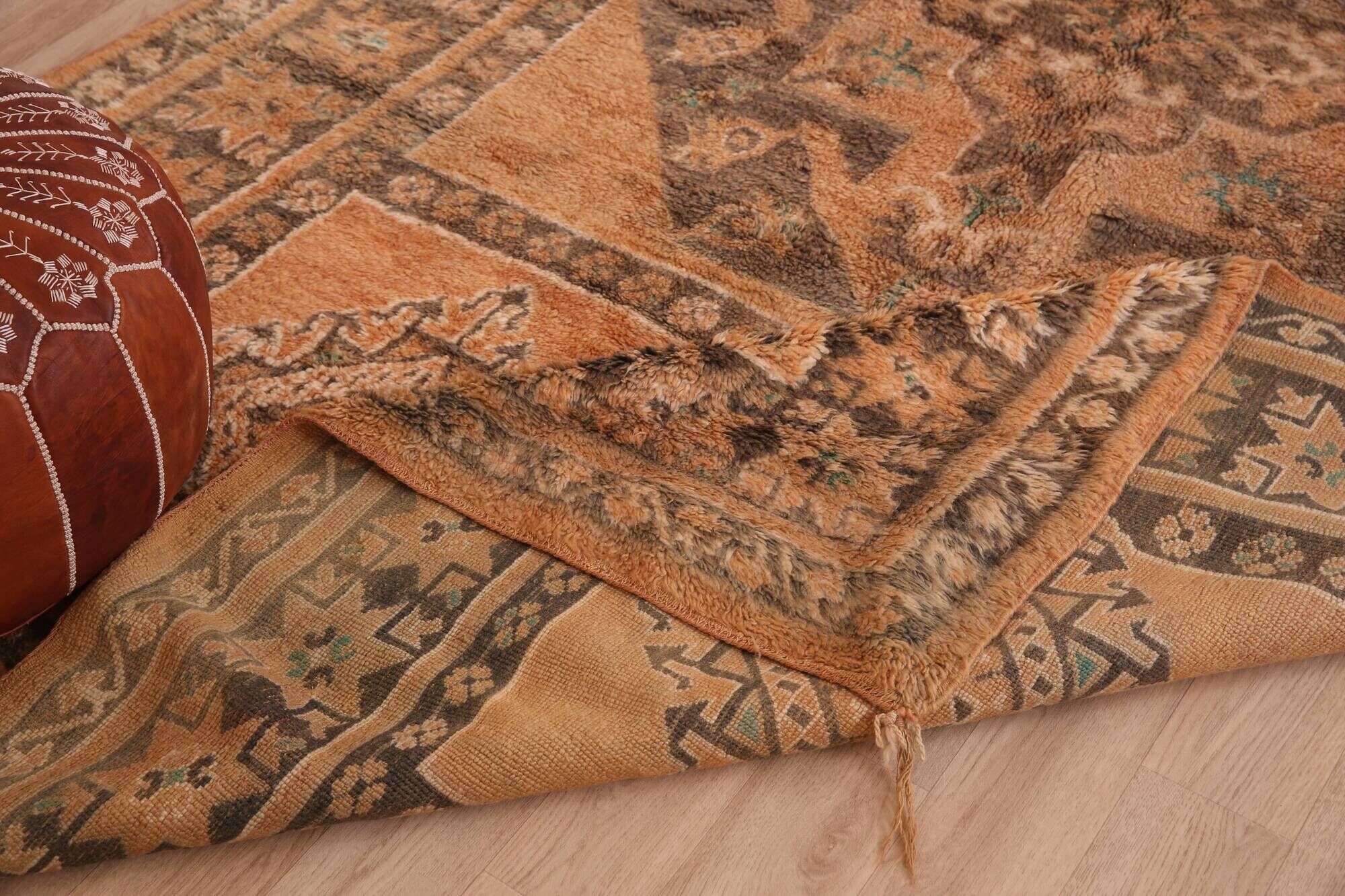 Terracotta Vintage Moroccan Rug 199 x 342 cm, Berber Handmade Wool Rug boho