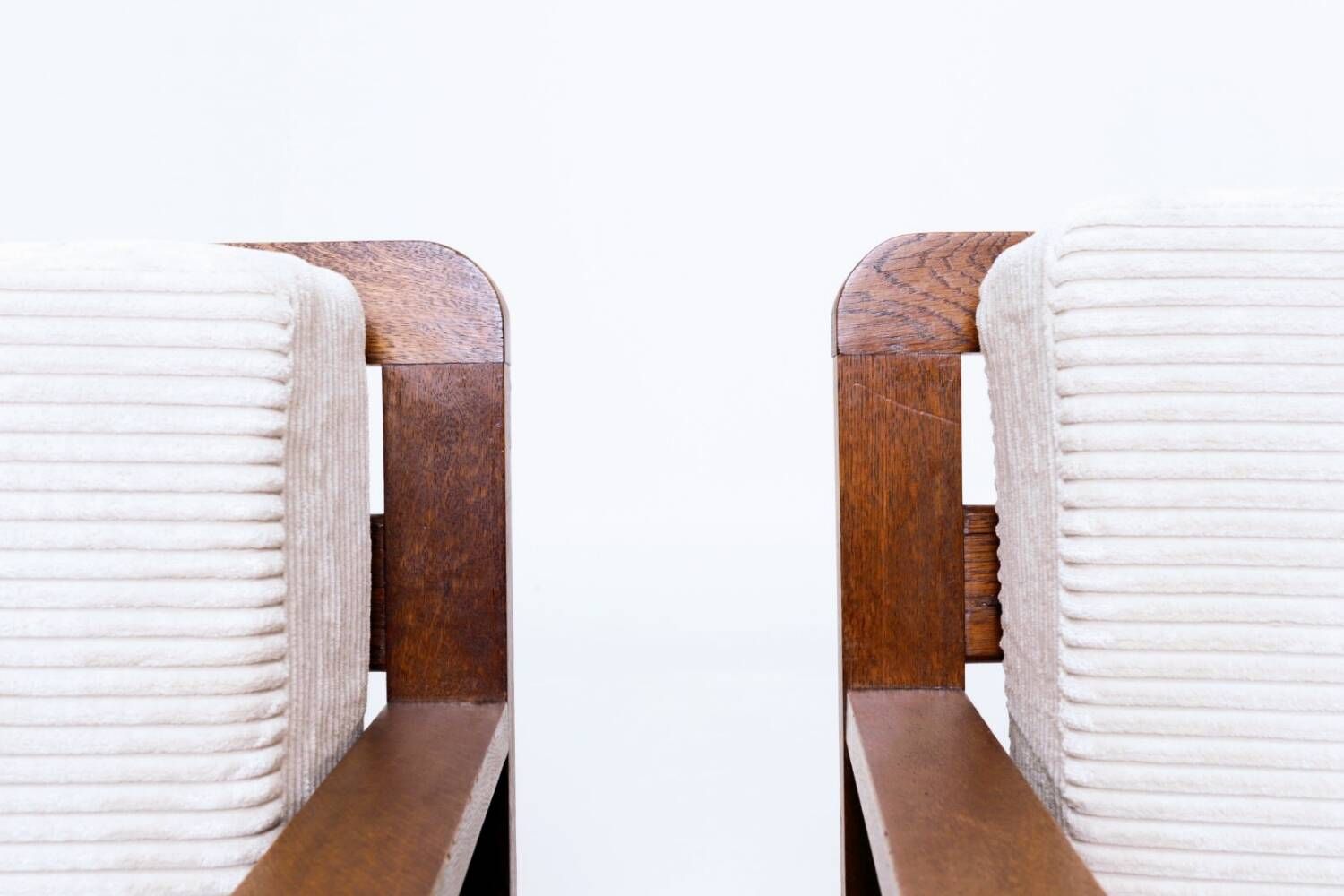 Vintage armchairs set of 2 brutalism off white corduroy