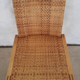 5 wooden and rattan chairs