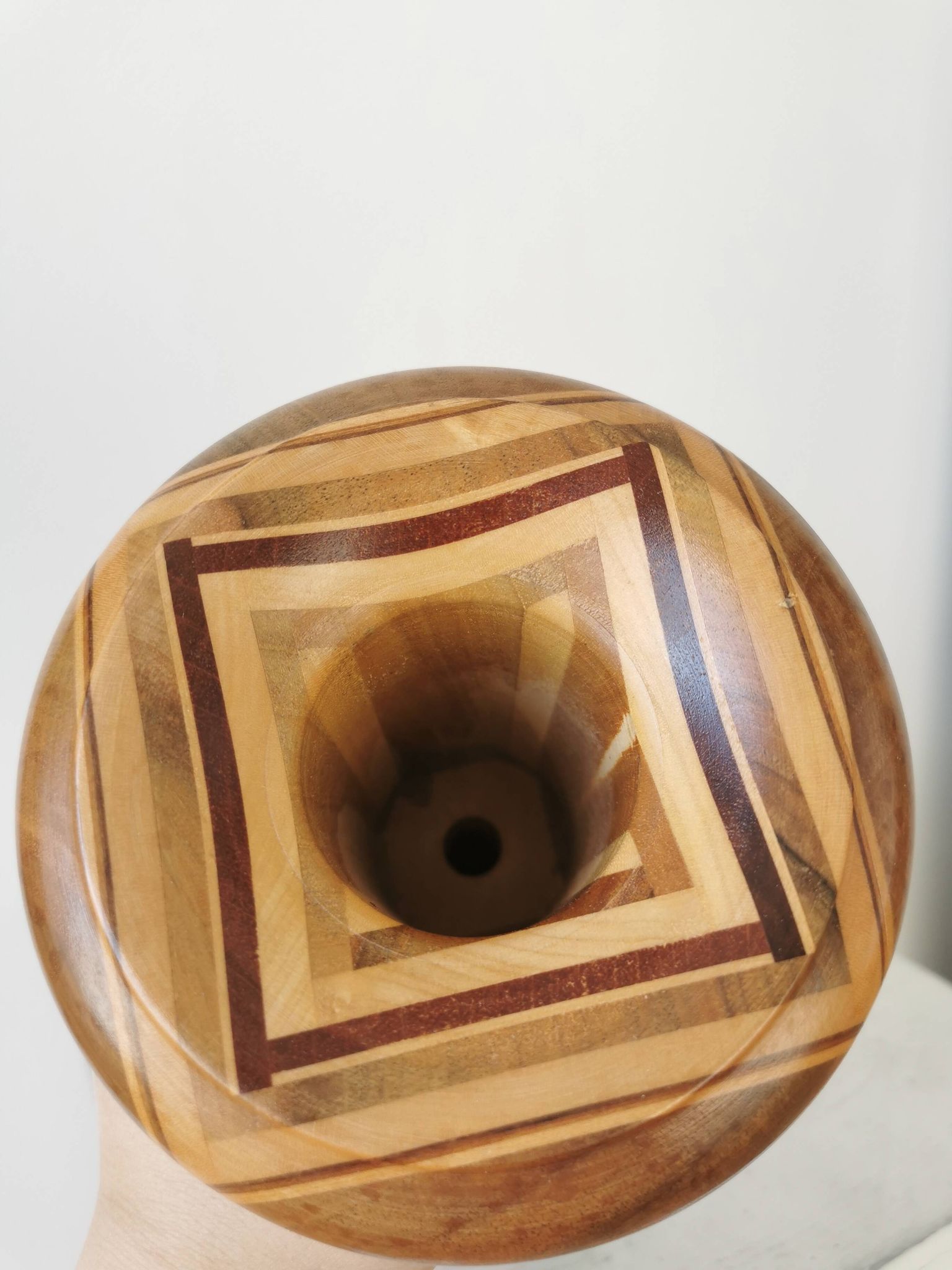 Vintage Handcrafted Wooden Vase: Unique Woodturning Sculpture, Dried Flower