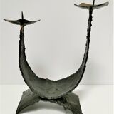 Pair of brutalist design metal candlesticks