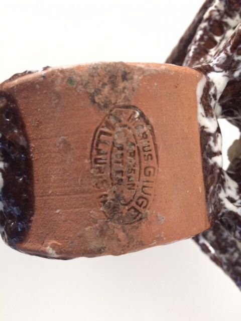 Triple "fat lava" bougeoir by Marius Giuge, Vallauris, 1960