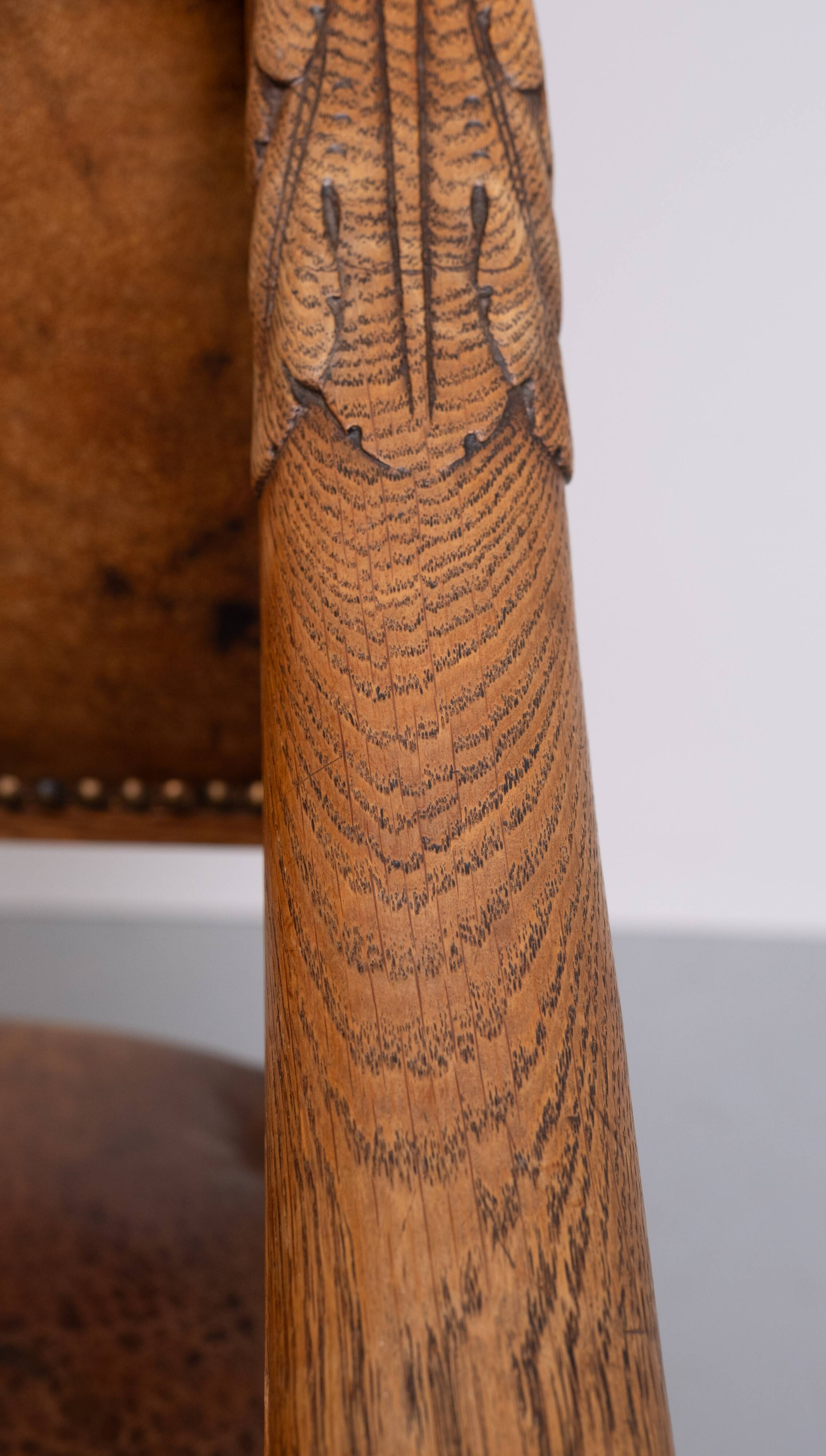 Dutch 19th Century Oak Baroque open Arm Chair