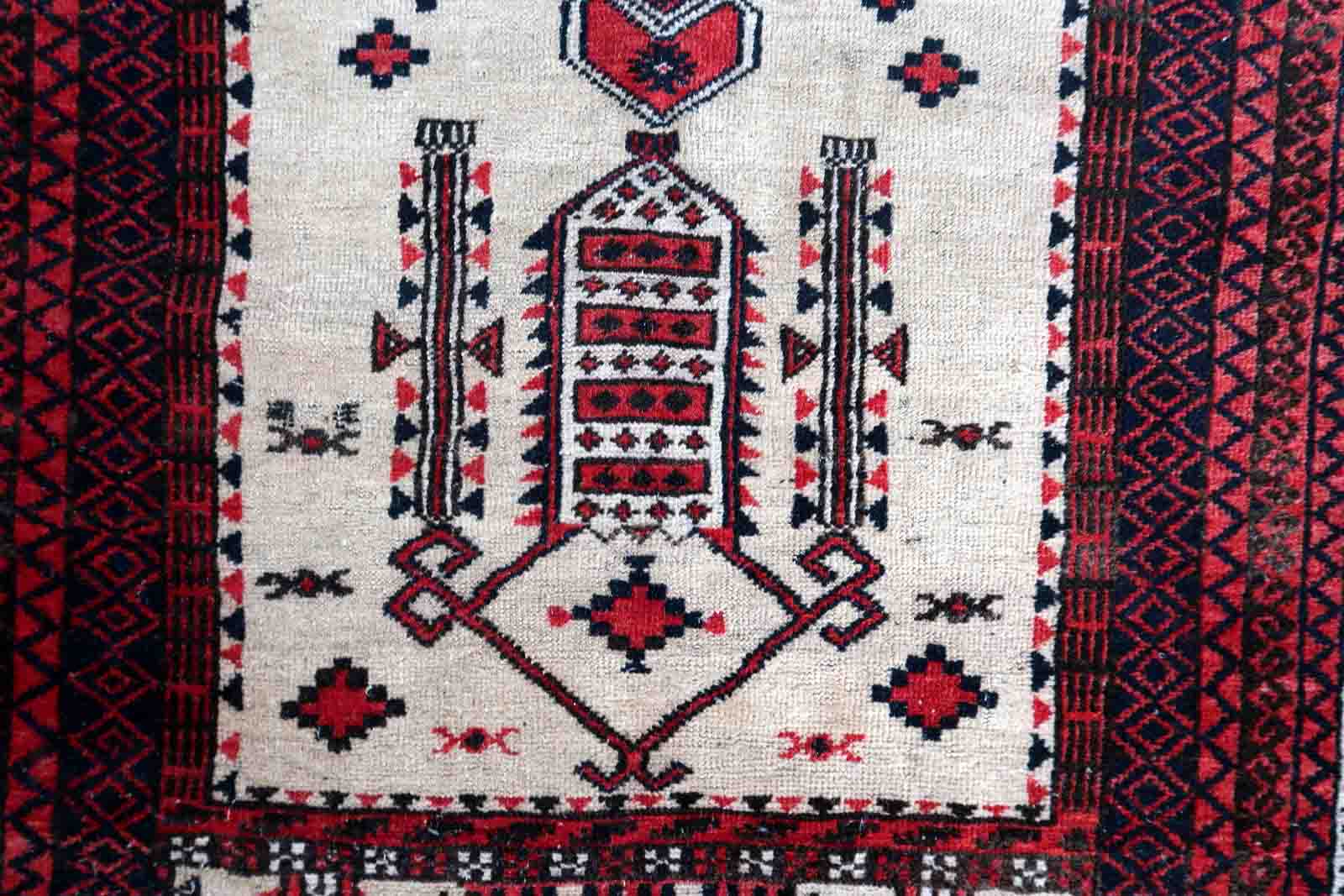 Vintage carpet Afghan Balucch rug 86cm x 129cm 1910s