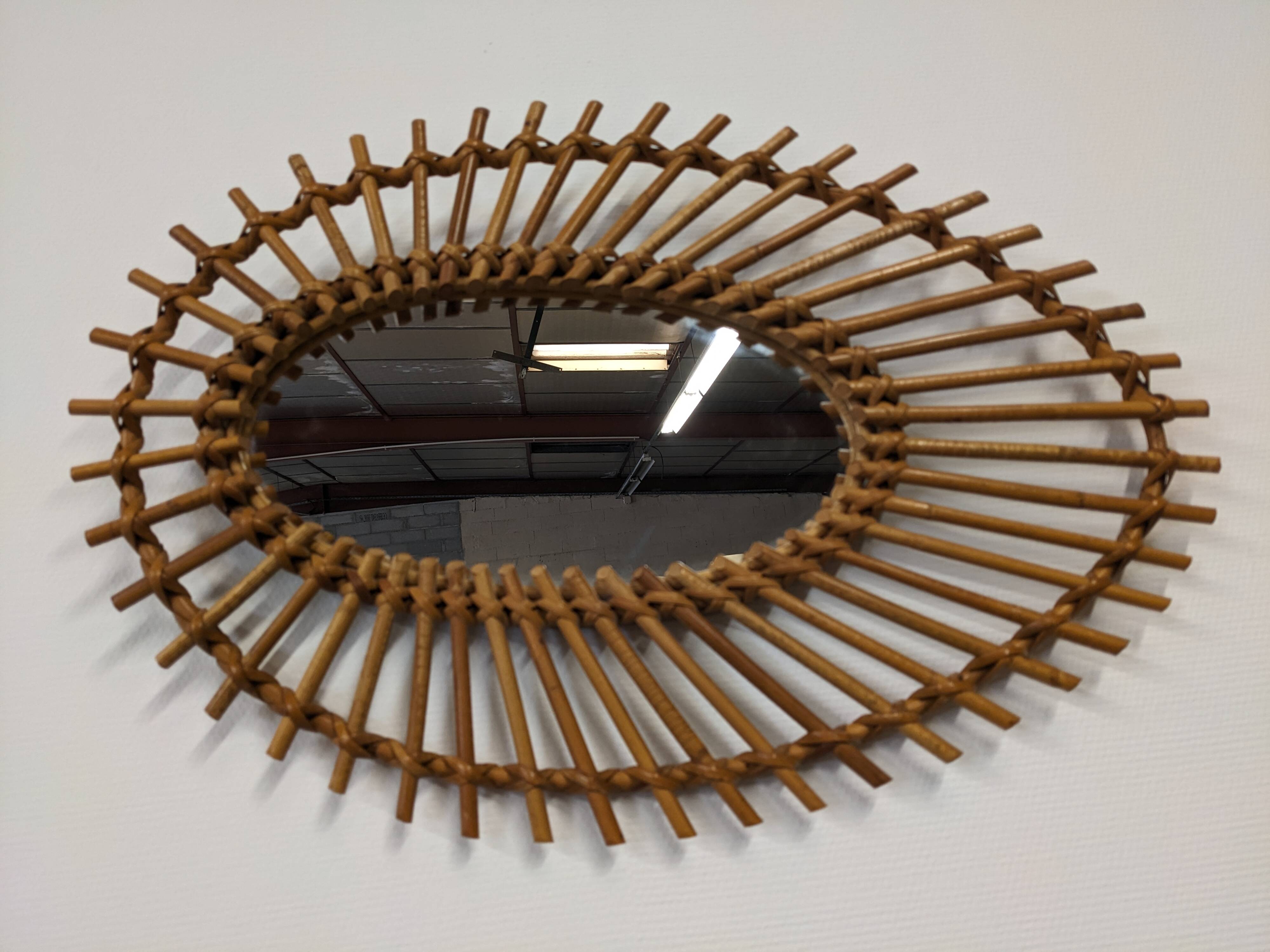 Rattan eye mirror from the 50s/60s