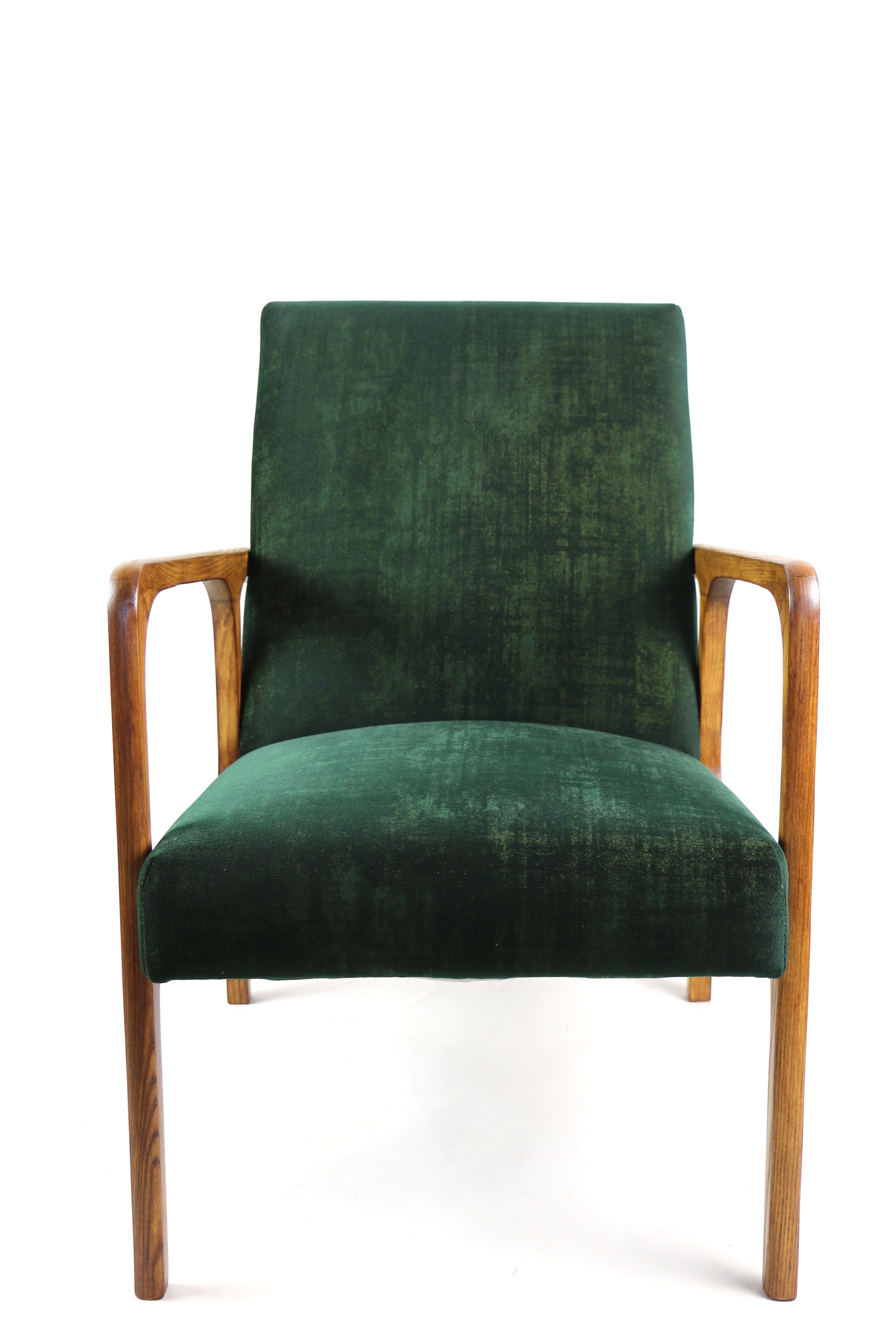 Fauteuil vintage en velours vert, années 1970