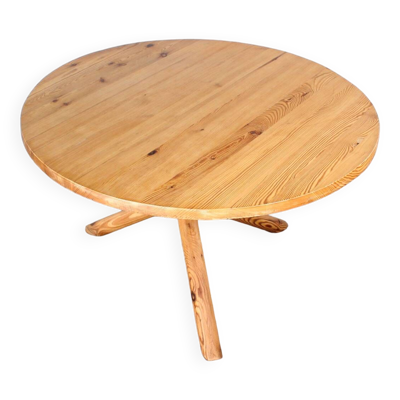 Table à manger ronde tripode en pin