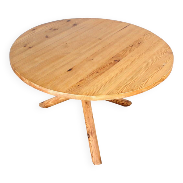 Table à manger ronde tripode en pin
