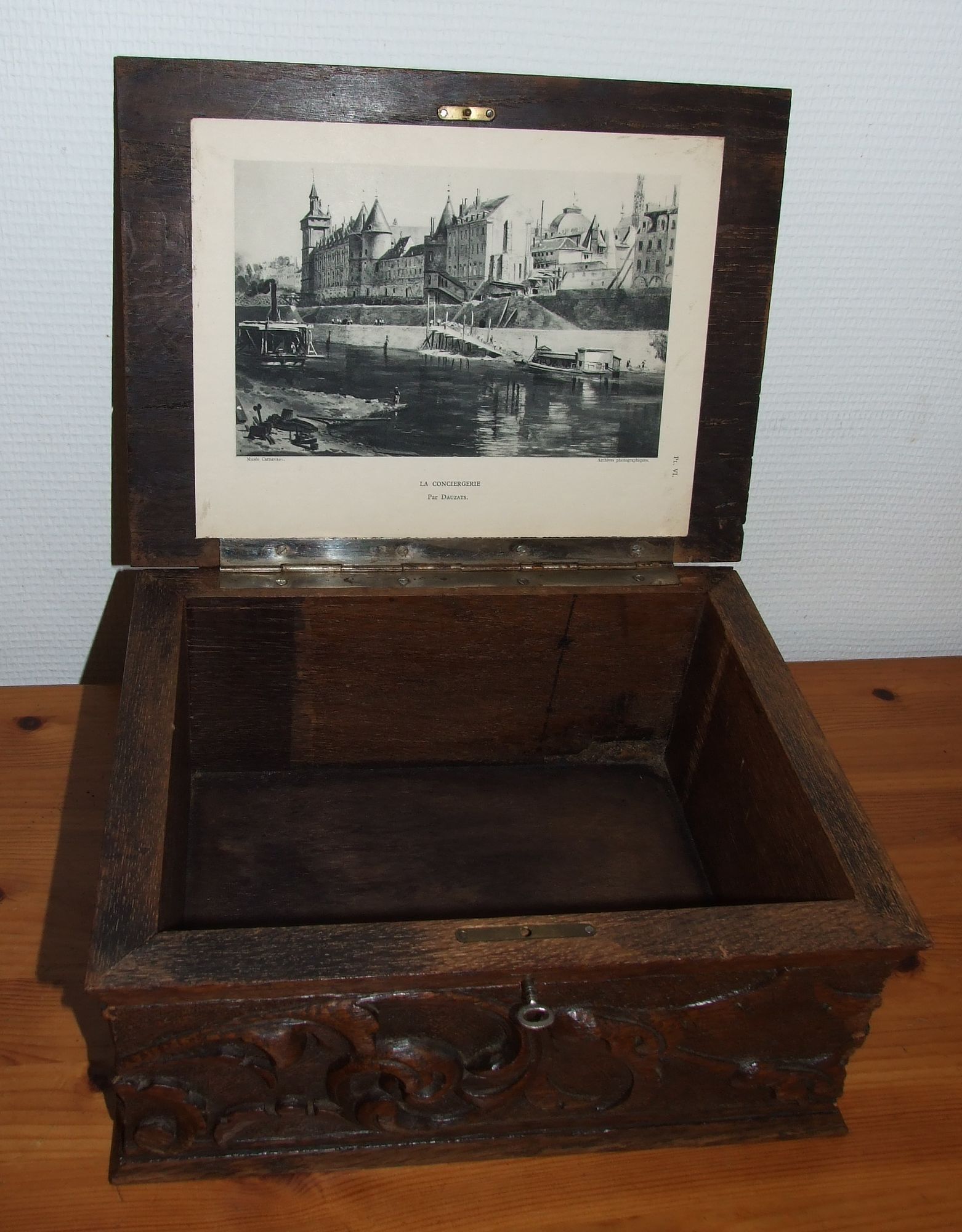Old carved wooden box