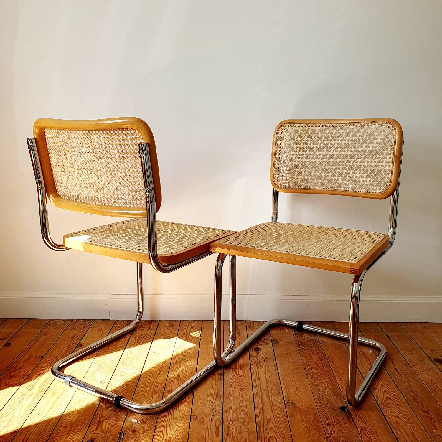 Pair of B32 Marcel Breuer cane chairs