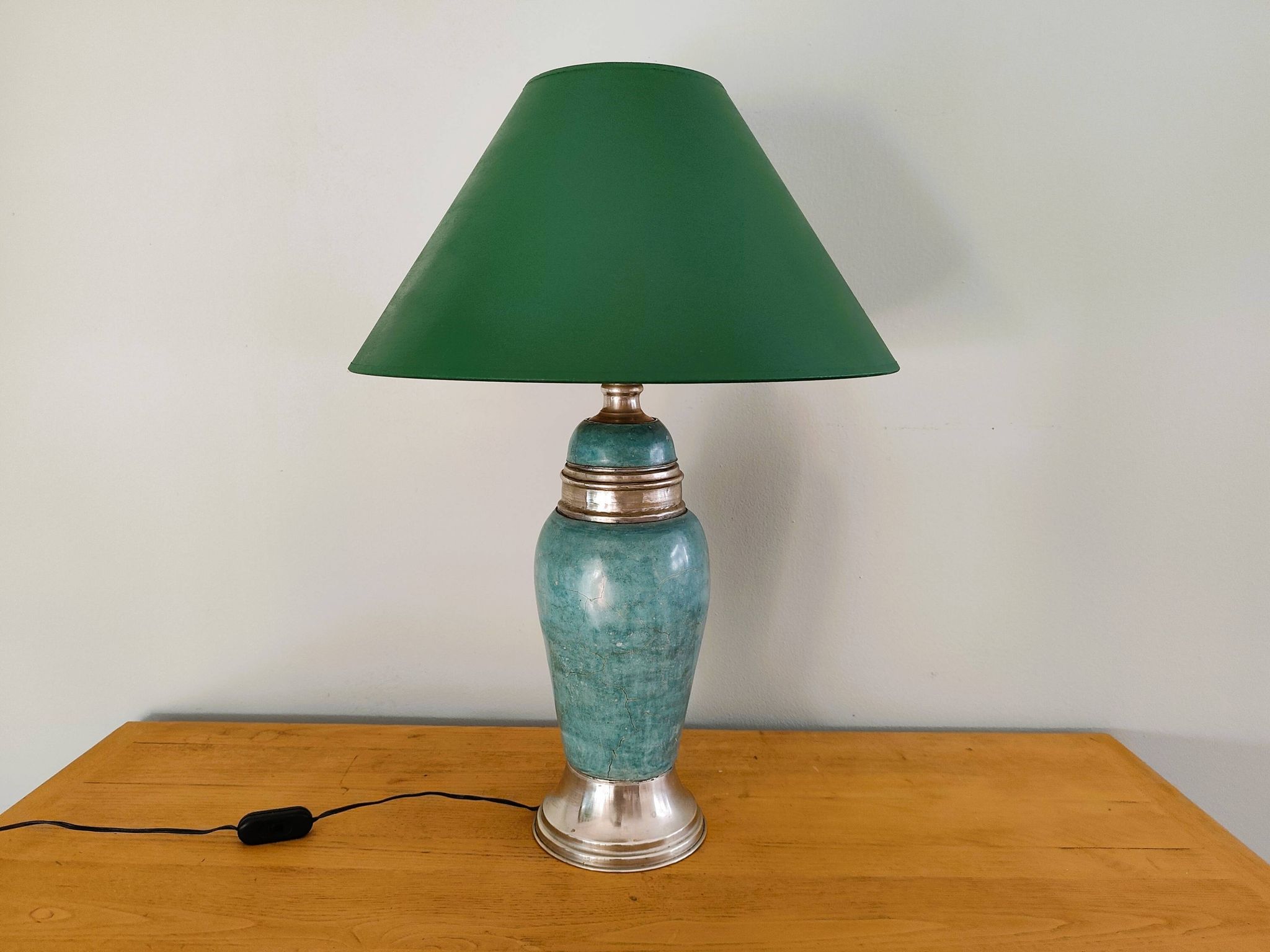 Lampe à poser bleu turquoise et laiton