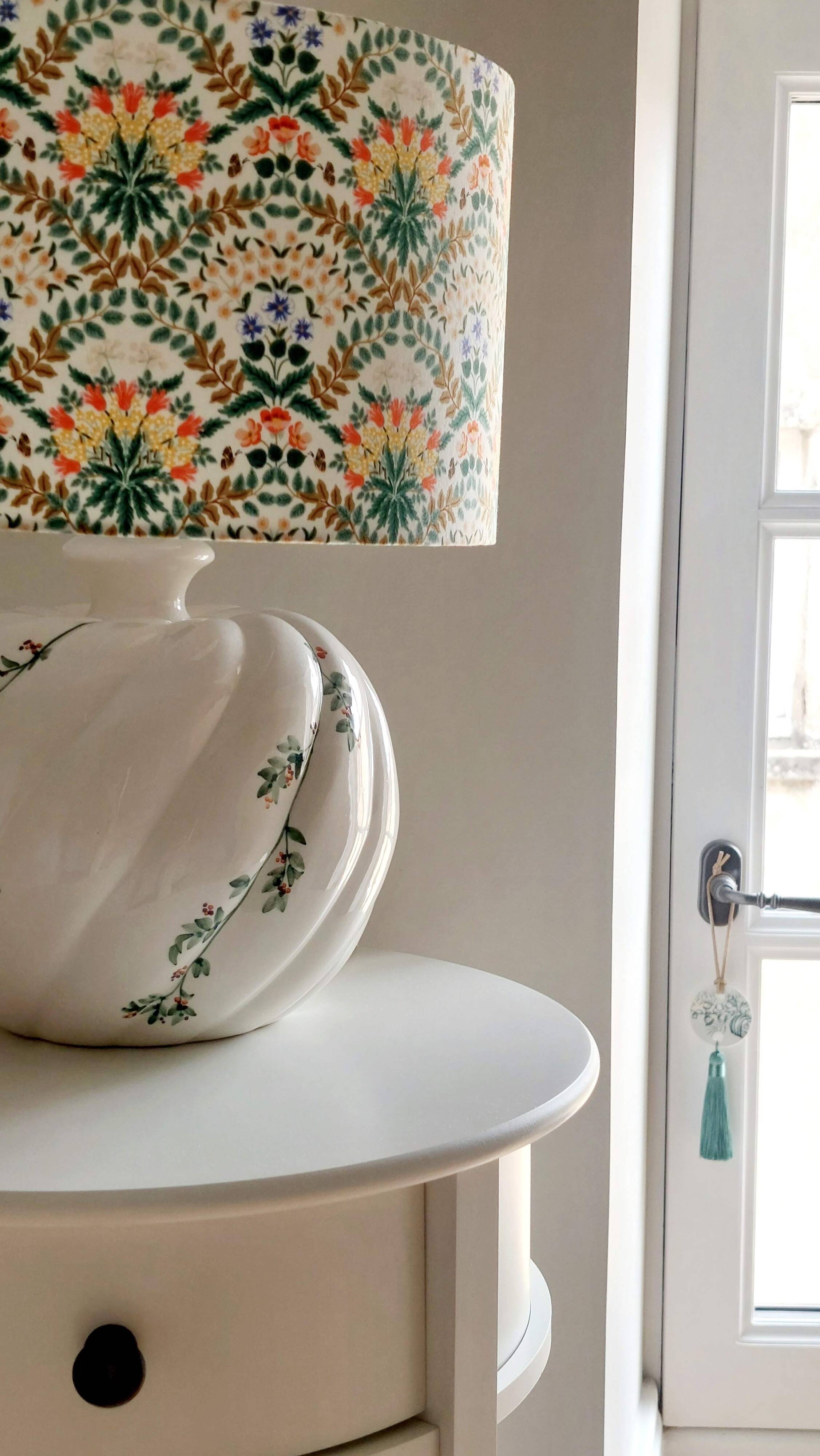 Hand-painted ceramic lamp & handmade shade by Rifle Paper Co.