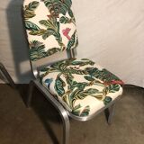 Aluminum chairs covered with Yasmine All overdose multicolor fabric Maison Thevenon arma Burgess