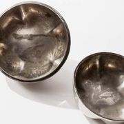 Vintage 1970s silver-plated pumpkin box with lid.