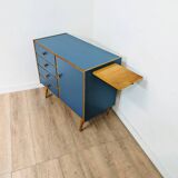 Buffet commode vintage en bois & bleu