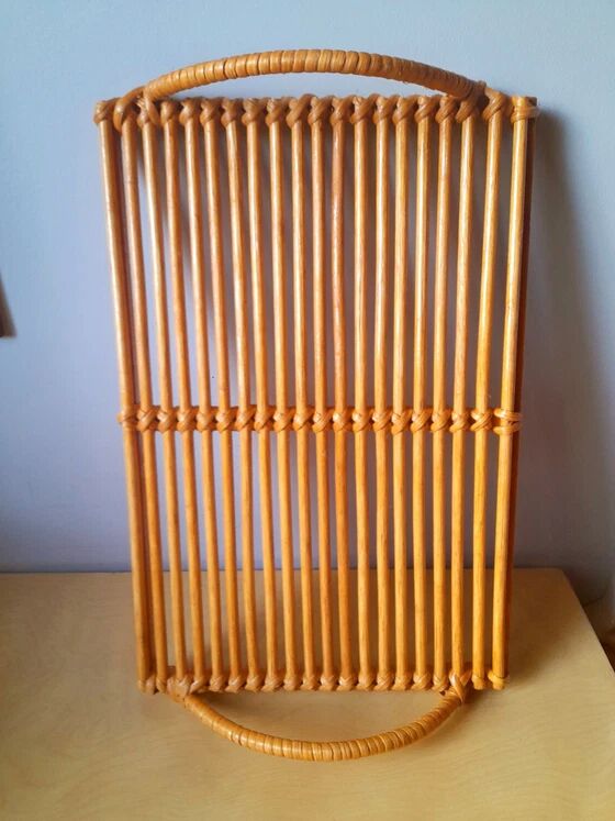 Plateau En Rotin Vintage