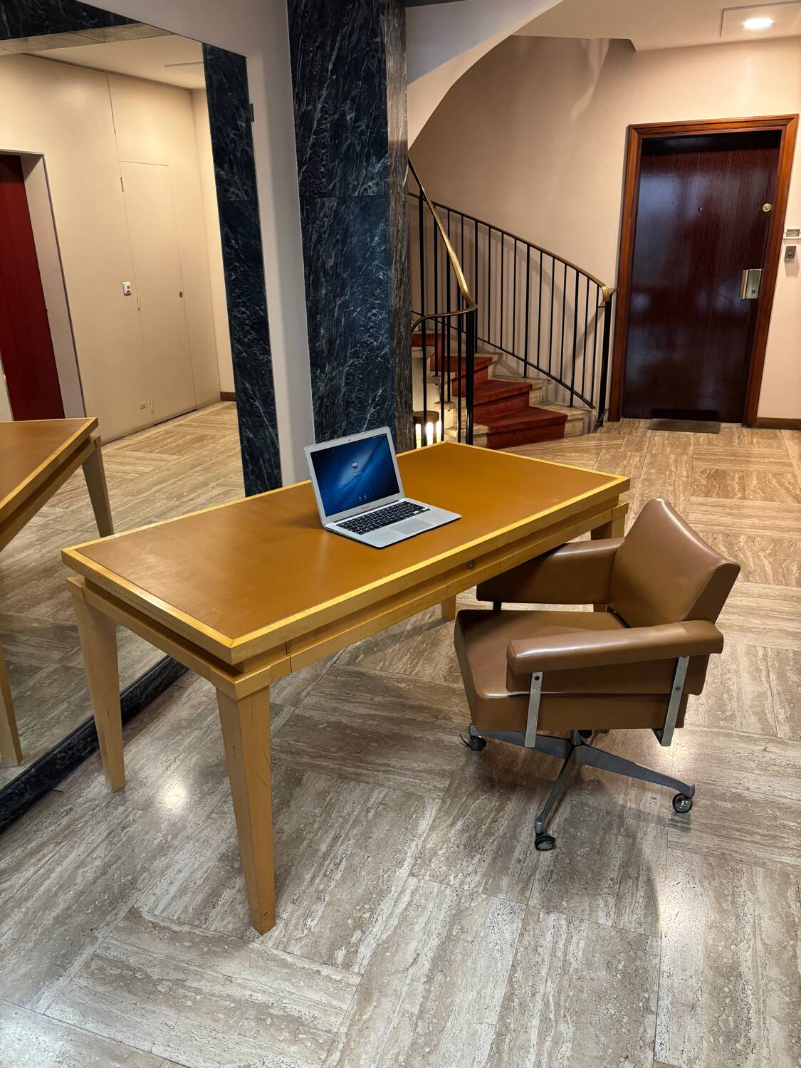 Flat desk from a French institution stamped Philippe Hurel