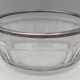 Old saladier in crystal or faceted glass and strapping in silver, hallmark neck