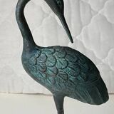 Bronze crane sculpture